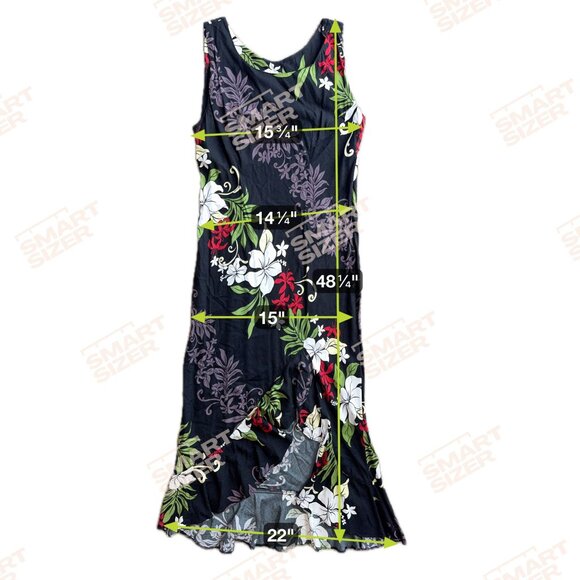 Two Palms‎ Womens Hawaiian Floral Dress Medium Rayon Black Hawaii Vintage Tulip - Picture 2 of 8